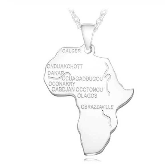 Africa map gold pendant necklace - Picture 5 of 13